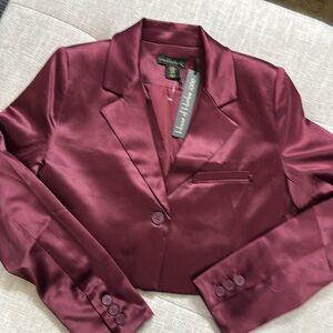 House of Harlow 1960 Burgundy Blazer with Classic Lapel Style